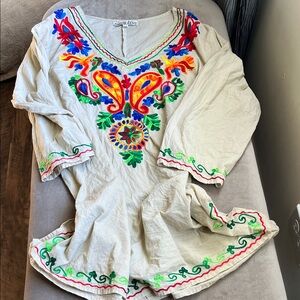 Sahiba Beige Tunic with Colorful Embroidery